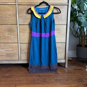Boden Limited Edition Silk Color Block Shift Dress Size 6